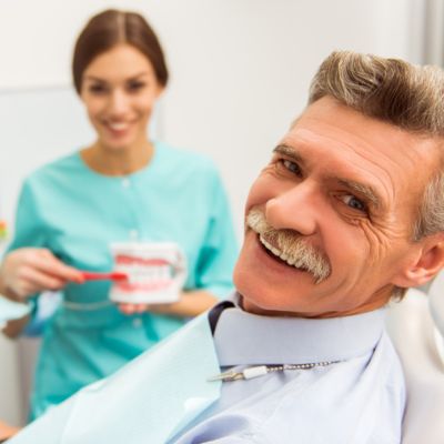 Elderly person at the dentist